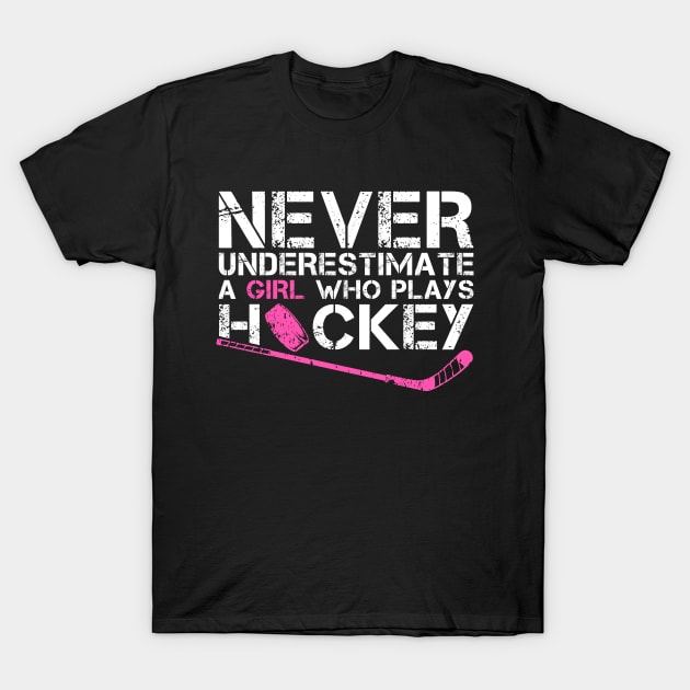 Funny Ice Hockey Player For Women Girls Hockey Lovers T-Shirt by MetalHoneyDesigns